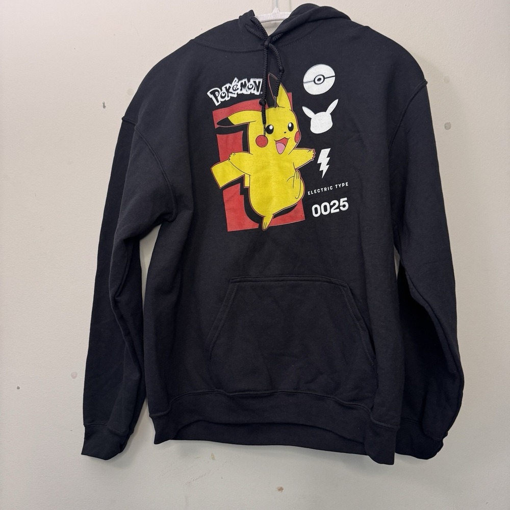 Pokemon‎ Pikachu Black Medium Hoodie 0025 Front And Back Design